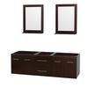Centra 72 In. Double Vanity in Espresso and No Top and No Sinks and 24 In. Mirrors