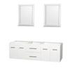 Centra 72 In. Double Vanity in White and No Top and No Sinks and 24 In. Mirrors