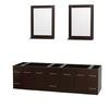 Centra 80 In. Double Vanity in Espresso and No Top and No Sinks and 24 In. Mirrors