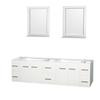 Centra 80 In. Double Vanity in White and No Top and No Sinks and 24 In. Mirrors