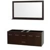 Centra 60 In. Double Vanity in Espresso and No Top and No Sinks and 58 In. Mirror