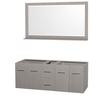 Centra 60 In. Double Vanity in Gray Oak and No Top and No Sinks and 58 In. Mirror
