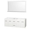Centra 60 In. Double Vanity in White and No Top and No Sinks and 58 In. Mirror