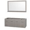 Centra 60 In. Single Vanity in Gray Oak and No Top and No Sink and 58 In. Mirror