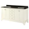 Ferngate Field 60 In. White Vanity with Black Granite Top and Under Mount Rectangular Sinks