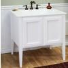 33.5 In Single Sink Vanity in White with White Glass Top