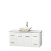 Centra 48 In. Single Vanity in White with White Carrera Top with Bone Porcelain Sink and No Mirror
