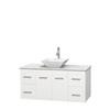 Centra 48 In. Single Vanity in White with White Carrera Top with White Porcelain Sink and No Mirror