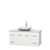 Centra 48 In. Single Vanity in White with White Carrera Top with White Carrera Sink and No Mirror
