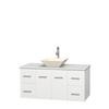 Centra 48 In. Single Vanity in White with Solid SurfaceTop with Bone Porcelain Sink and No Mirror