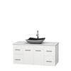 Centra 48 In. Single Vanity in White with Solid SurfaceTop with Black Granite Sink and No Mirror