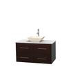Centra 42 In. Single Vanity in Espresso with White Carrera Top with Bone Porcelain Sink and No Mirror