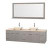 Centra 80 In. Double Vanity in Gray Oak with Ivory Marble Top with Bone Porcelain Sinks and 70 In. Mirror