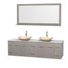 Centra 80 In. Double Vanity in Gray Oak with Solid SurfaceTop with Ivory Sinks and 70 In. Mirror