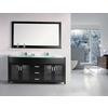Waterfall 72 Inches Vanity in Espresso with Glass Vanity Top in Mint and Mirror (Faucet not included)