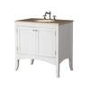 36 Inches Alyssa Single Sink Vanity with Travertine Marble Top and Mirror (Faucet not included)