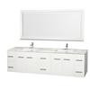 Centra 80 In. Double Vanity in White with White Carrera Top with Square Sink and 70 In. Mirror