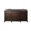 Windsor 72 Inch Vanity with Black Granite Top And Dual Sinks in Walnut Finish (Faucet not included)