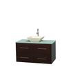 Centra 42 In. Single Vanity in Espresso with Green Glass Top with Bone Porcelain Sink and No Mirror