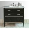 Whitney 36 Inch W x 22 Inch D x 36 Inch H Single Vanity in Black Finish with Italian Carrara White Marble Top and Mirror
