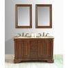Moscone 58 Inch W x 22 Inch D x 36 Inch H Double Vanity in Walnut Finish with Gold Travertine Top and Mirror