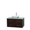 Centra 42 In. Single Vanity in Espresso with Green Glass Top with White Porcelain Sink and No Mirror