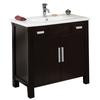 36 Inch W x 20 Inch D Vanity Set with White Ceramic Top for Single Hole Faucet in Walnut