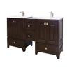 74 Inch W x 18 Inch D Modular Vanity Set and White Ceramic Top for Single Hole Faucet in Tobacco Finish