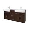 72 Inch W x 18 Inch D Wall Hung Vanity and White Ceramic Top for Single Hole Faucet in Walnut