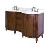 60 Inch W x 22 Inch D Double Sink Vanity Set with Beige Marble Top in Antique Cherry Finish