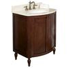 32 Inch W x 22 Inch D Solid Wood Vanity with Beige Marble Top and Biscuit Under Mount Sink in Antique Cherry