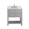 Brooks 30 In. Vanity in Chilled Gray with Marble Vanity Top in Carrera White