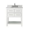 Brooks 30 In. Vanity in White with Marble Vanity Top in Carrera White