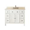 Hamilton 42 In. Vanity in French White with Marble Vanity Top in Gala Beige