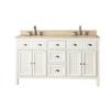 Hamilton 60 In. Vanity in French White with Marble Vanity Top in Gala Beige