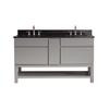 Tribeca 60 In. Vanity in Chilled Gray with Granite Vanity Top in Black