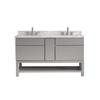 Tribeca 60 In. Vanity in Chilled Gray with Marble Vanity Top in Carrera White