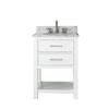 Brooks 24 In. Vanity in White with Marble Vanity Top in Carrera White