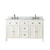 Hamilton 60 In. Vanity in French White with Marble Vanity Top in Carrera White