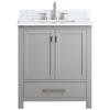 Modero 30 In. Vanity in Chilled Gray with Marble Vanity Top in Carrera White
