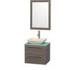 Amare 24 In. Vanity in Grey Oak with Glass Vanity Top in Aqua and Ivory Marble Sink