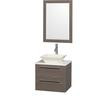 Amare 24 In. Vanity in Grey Oak with Man-Made Stone Vanity Top in White and Bone Porcelain Sink
