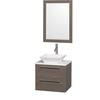 Amare 24 In. Vanity in Grey Oak with Man-Made Stone Vanity Top in White and White Porcelain Sink
