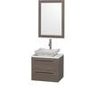 Amare 24 In. Vanity in Grey Oak with Man-Made Stone Vanity Top in White and Carrara Marble Sink