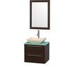 Amare 24 In. Vanity in Espresso with Glass Vanity Top in Aqua and Ivory Marble Sink