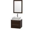 Amare 24 In. Vanity in Espresso with White Man-Made Stone Top in White and Carrara Marble Sink