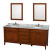 Hatton 80 In. Vanity in Light Chestnut with Marble Top in Carrara White with White Sinks and Mirrors