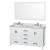 Sheffield 60 In. Double Vanity in White with Marble Vanity Top in Carrara White and 58 In. Mirror