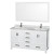 Sheffield 60 In. Double Vanity in White with Marble Vanity Top in Carrara White and 58 In. Mirror
