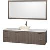 Amare 72 In. Vanity in Grey Oak with Man-Made Stone Vanity Top in White and Bone Porcelain Sink